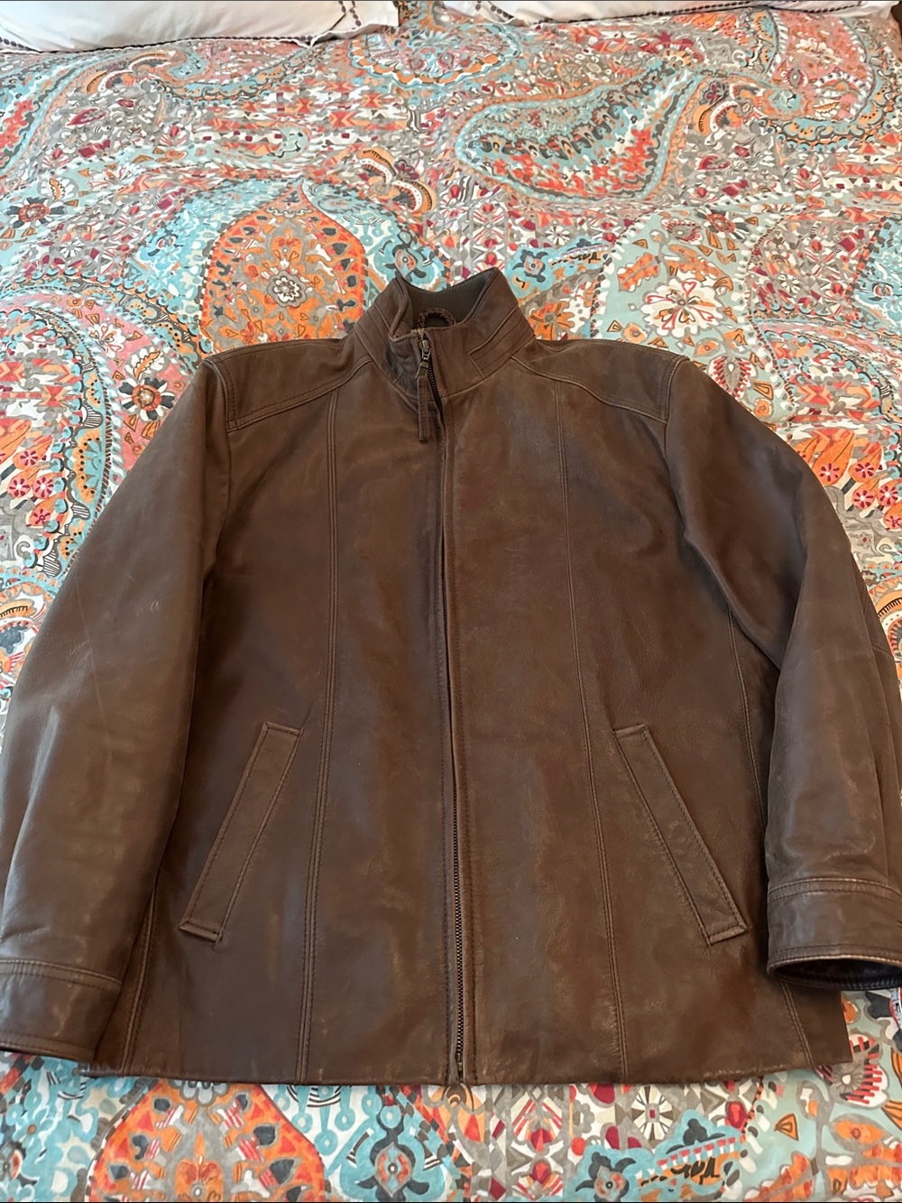 Jos. A. Bank Men's Chestnut Brown Leather Jacket medium